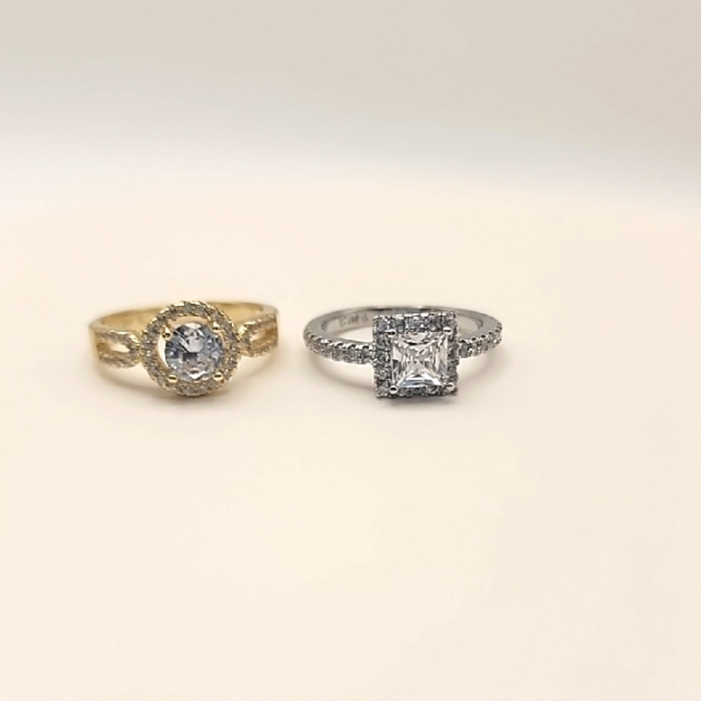 Pair Of White And Gold Rings Size 6